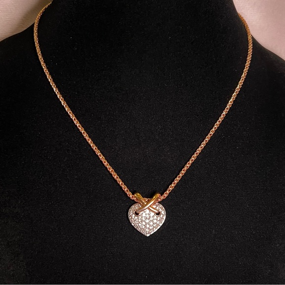 Swarovski Jewelry - Vintage Swarovski Swan Signed Crystal Heart Pendant Necklace